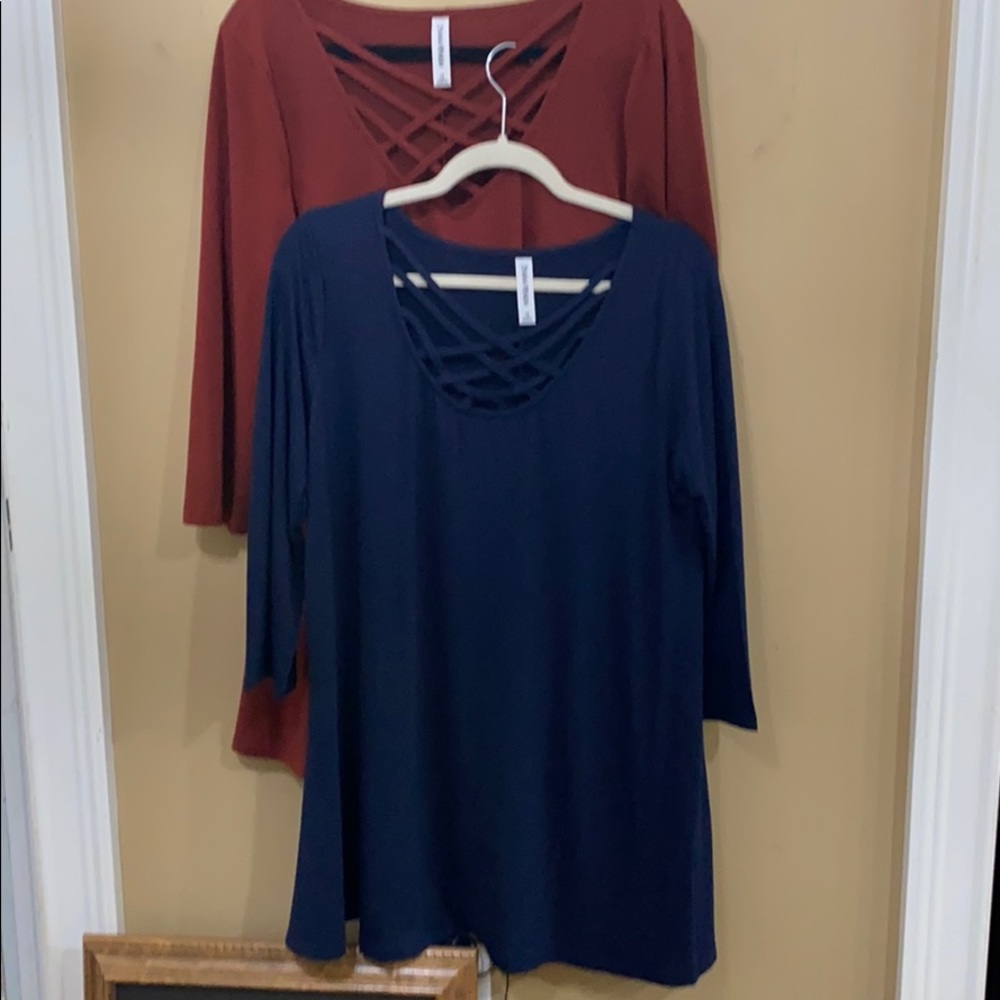 Two Criss Cross neckline Tunic Tops